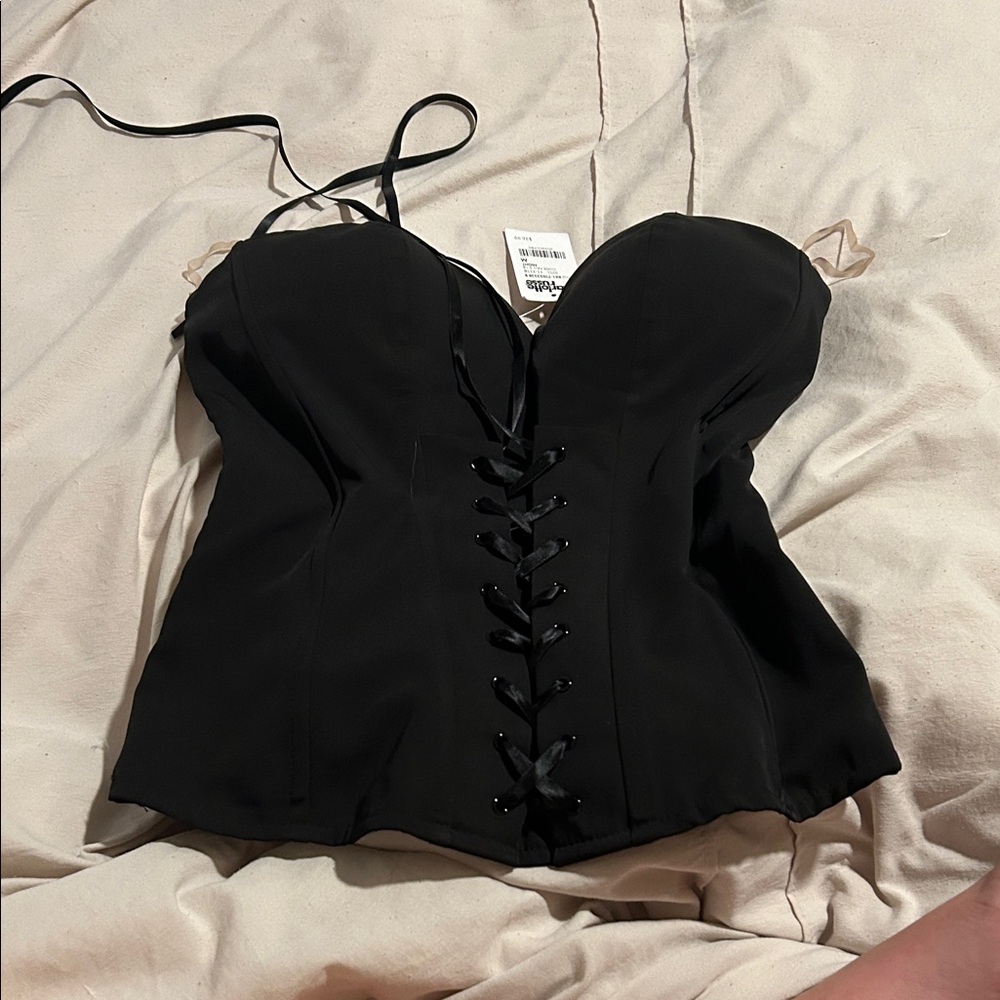 Charlotte Russe Black Lace-Up Corset Top